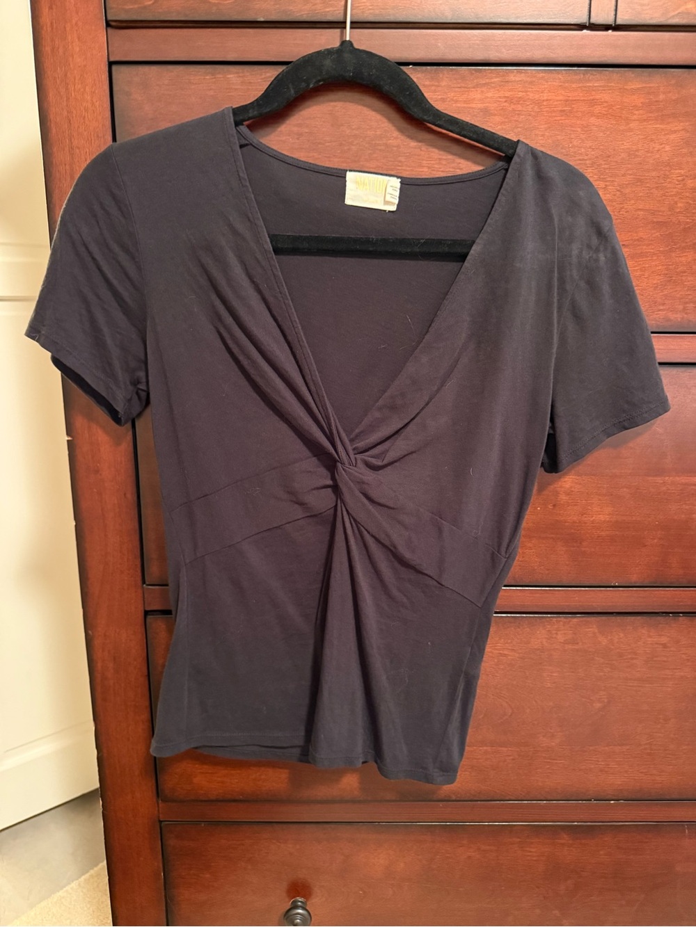 Nation LTD Black Twist-Front Short Sleeve Tee